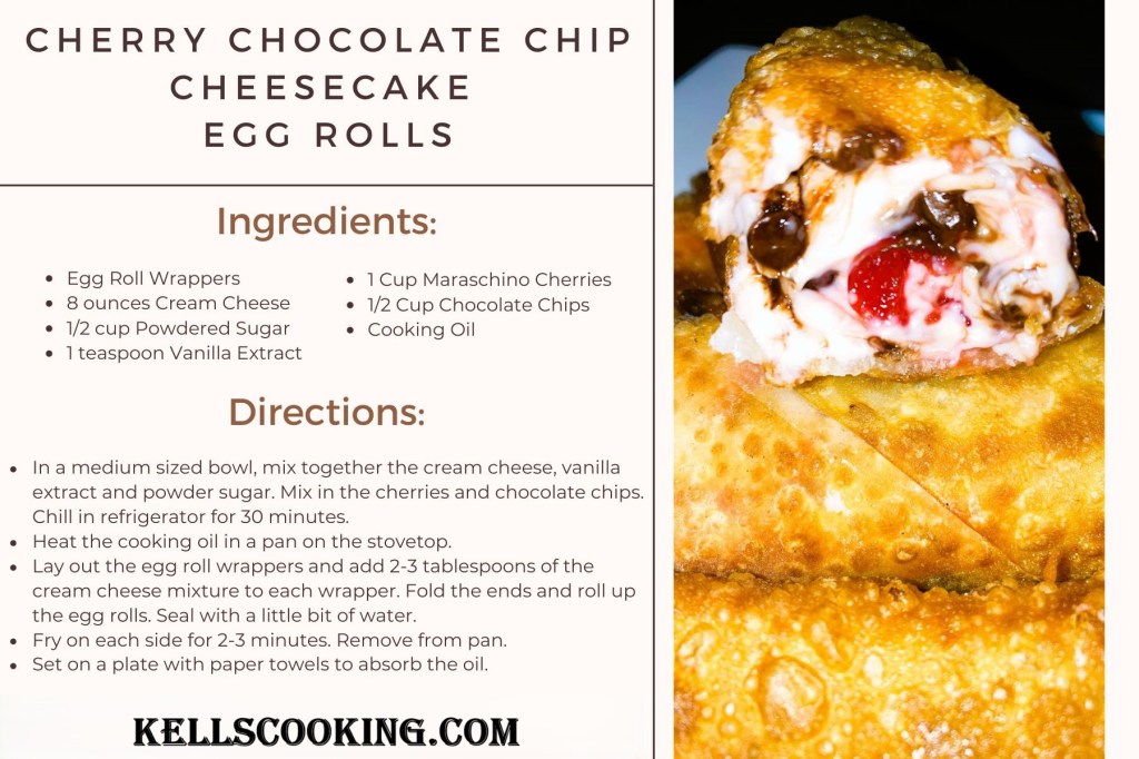 Cherry Chocolate Chip Cheesecake Egg Rolls