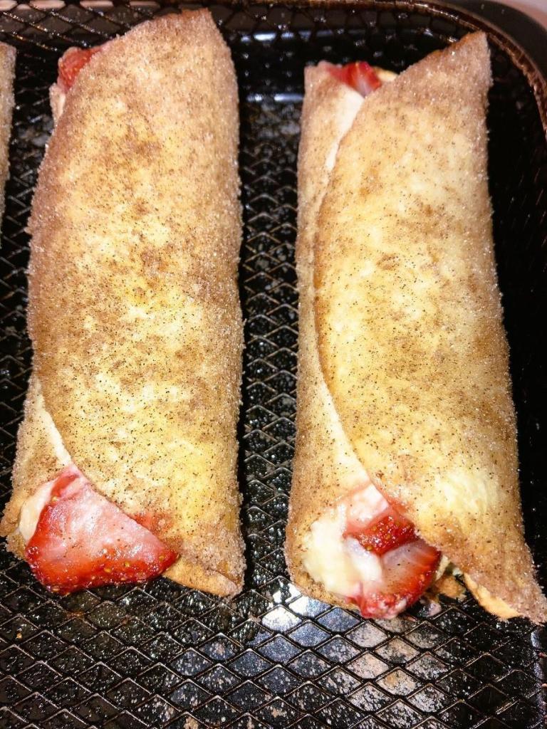 Air Fryer Strawberry Cheesecake Chimichangas