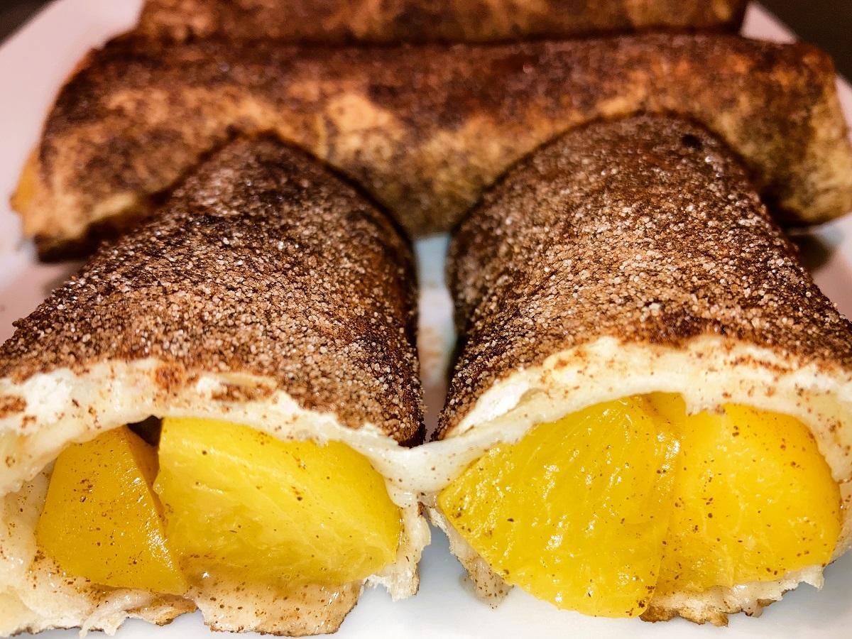 Air Fryer Peach Dessert Chimichangas
