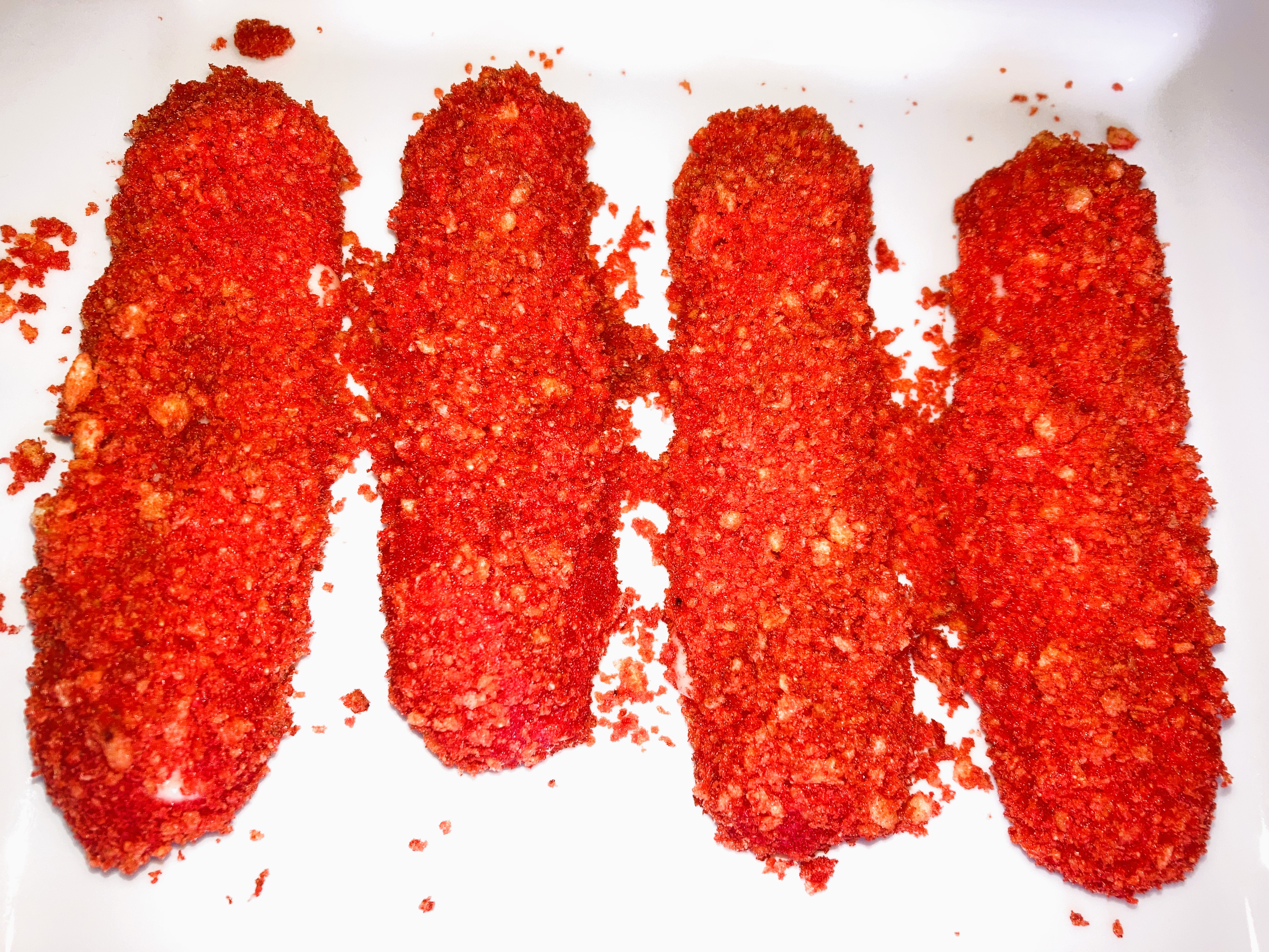 Flamin’ Hot Cheeto Mozzarella Sticks